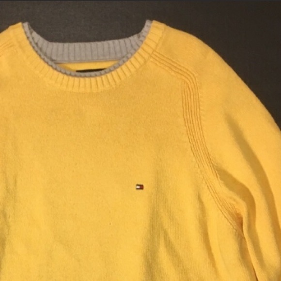 Mens Tommy Hilfiger Crewneck Sweater XL Yellow - Picture 5 of 8